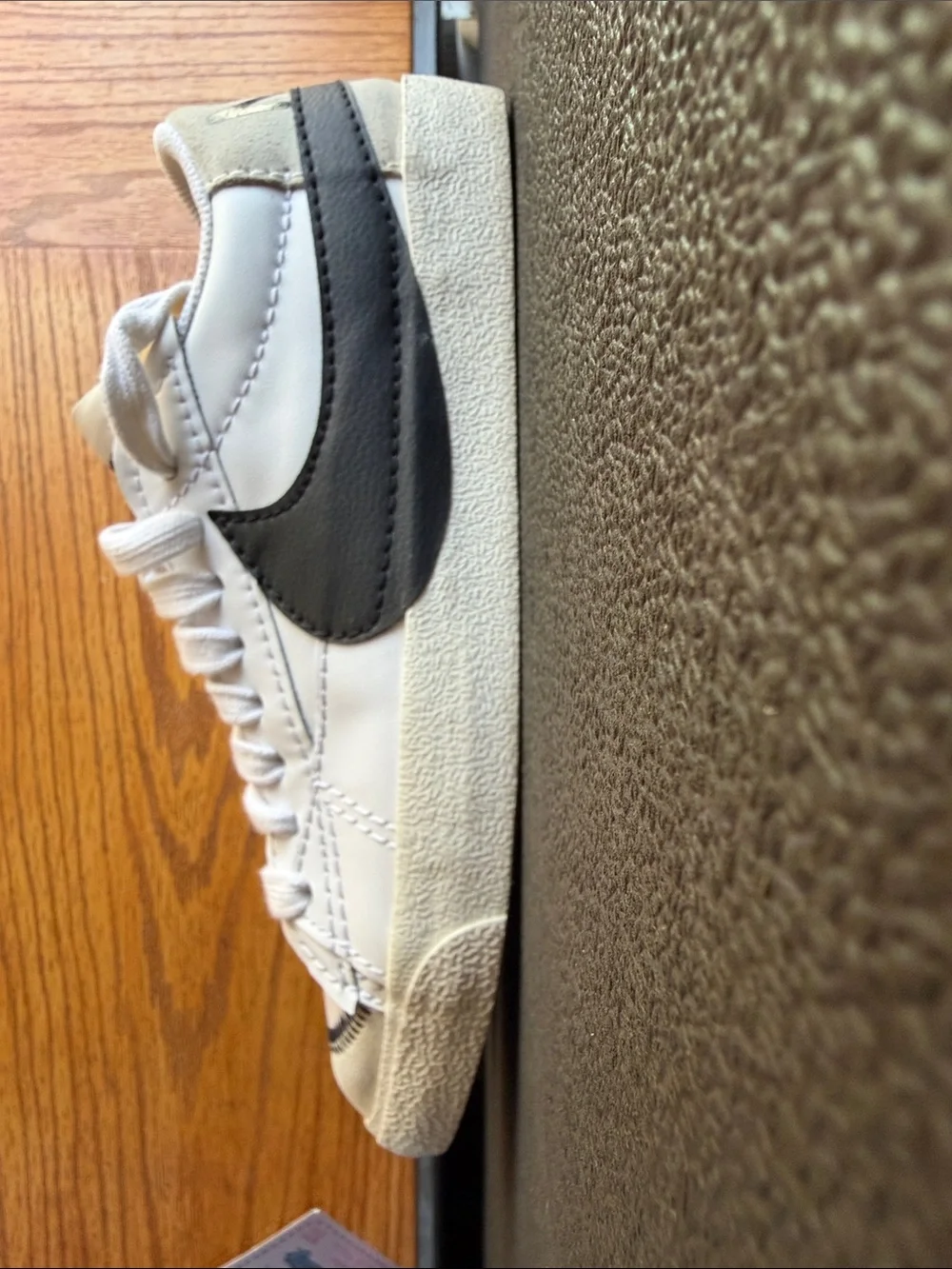 Nike White Sneakers with Neon Yellow Tongue Tab and Orange Swoosh